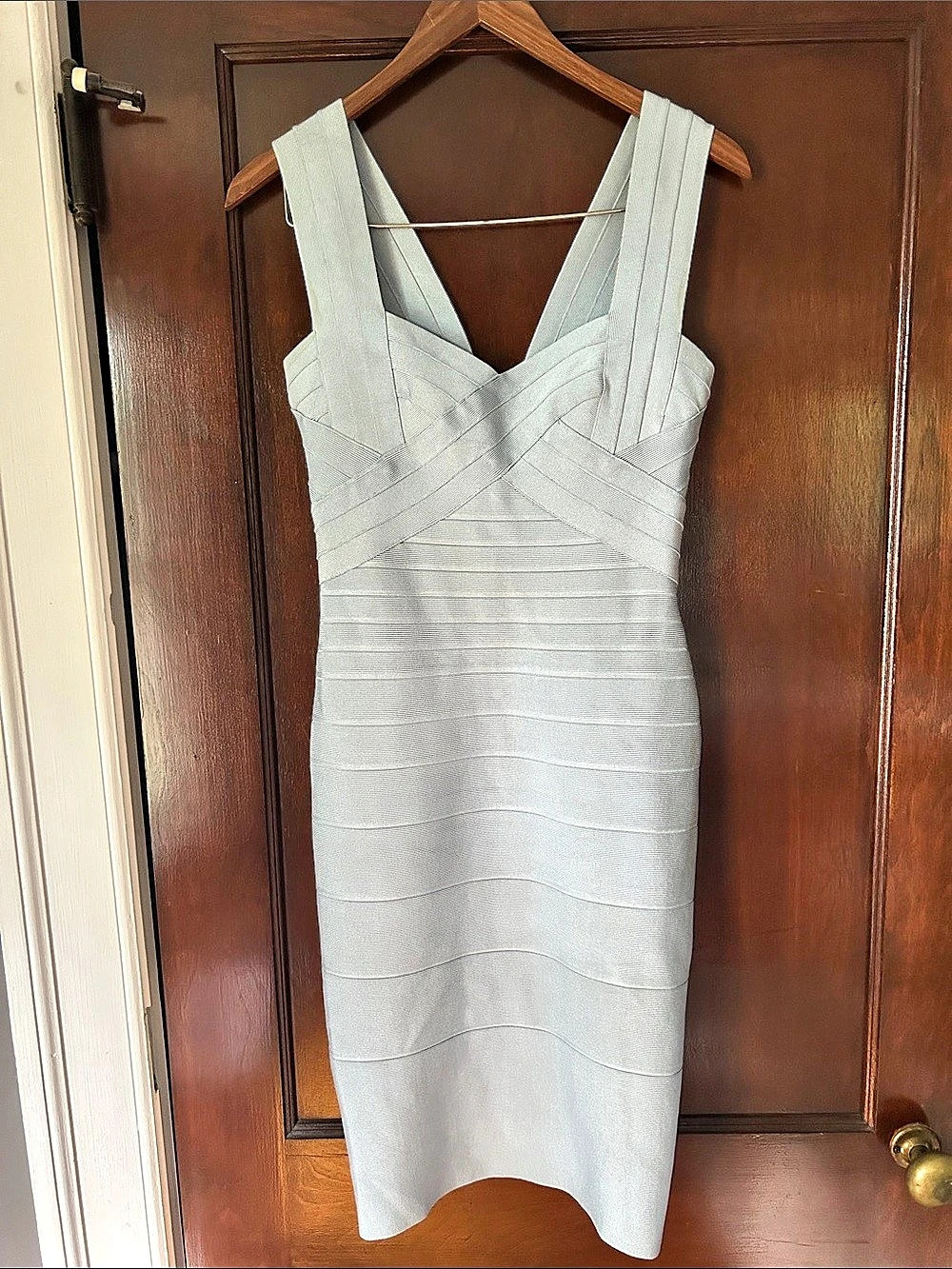 Herve Leger Bandage Midi Dress in Gray Size Medium